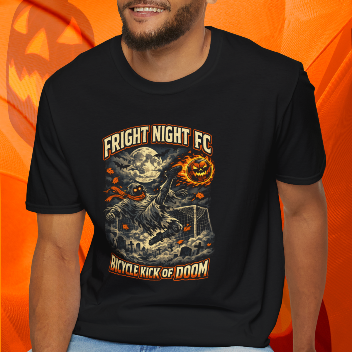 Halloween Soccer Shirt, Fright Night FC Tee, Mummy Soccer T-Shirt, Pumpkin Soccer Ball Shirt, Fall Sports Gift