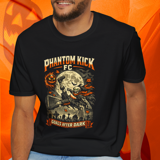 Halloween Soccer Shirt, Phantom Kick FC Tee, Skeleton Soccer T-Shirt, Pumpkin Soccer Ball Shirt, Fall Sports Gift