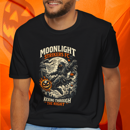 Halloween Soccer Shirt, Moonlight Strikers FC Tee, Phantom Soccer T-Shirt, Pumpkin Soccer Ball Shirt, Fall Sports Gift