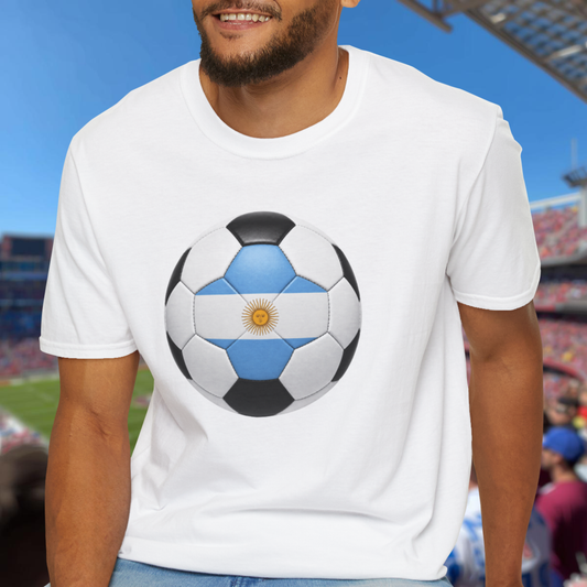 Argentina Soccer Ball Shirt, Argentina Futbol Tee, Light Blue White Soccer T-Shirt, Game Day Fan Shirt, Sports Gift