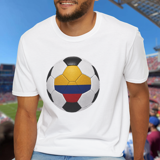 Colombia Soccer Ball Shirt, Colombia Futbol Tee, Yellow Blue Red Soccer T-Shirt, Game Day Fan Shirt, Sports Gift