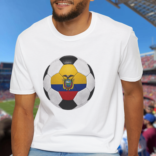 Ecuador Soccer Ball Shirt, Ecuador Futbol Tee, Yellow Blue Red Soccer T-Shirt, Game Day Fan Shirt, Sports Gift