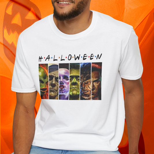 Monster Movie Villains Halloween Softstyle T-Shirt, Scary Movie Tee, Halloween Shirt, Horror Movie Fan Gift, Monster Movie Characters