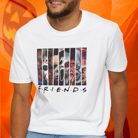 Horror Movie Villains Halloween Friends Softstyle T-Shirt, Scary Movie Tee, Halloween Shirt, Horror Movie Fan Gift, Horror Movie Characters