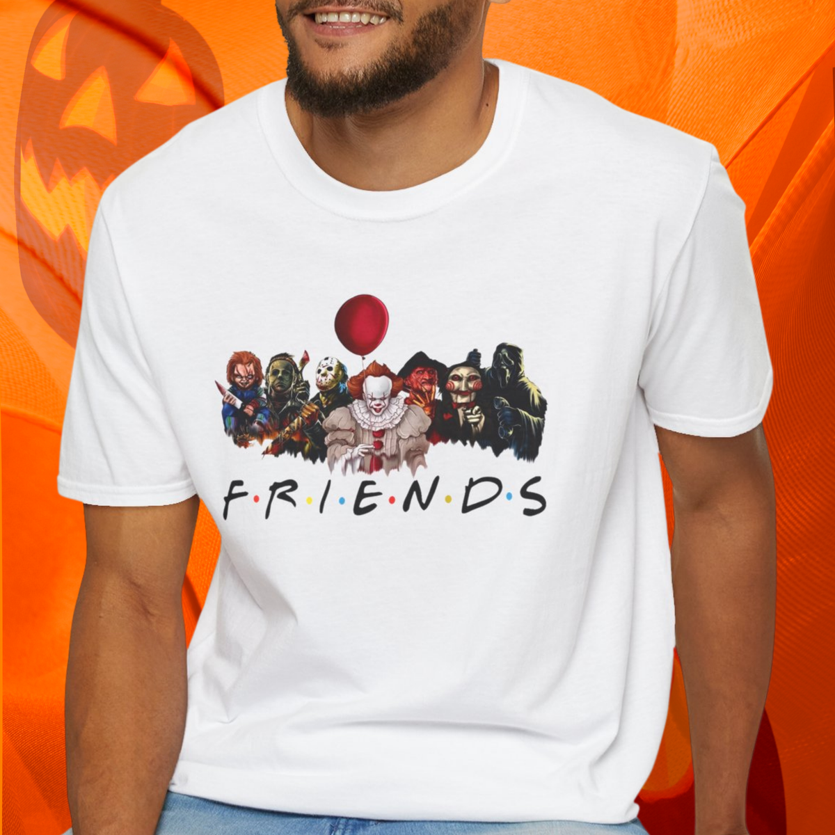 Horror Movie Villains Halloween Friends Softstyle T-Shirt, Scary Movie Tee, Halloween Shirt, Horror Movie Fan Gift, Horror Movie Characters