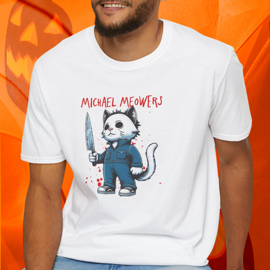 Michael Meowers Halloween Funny Cat T-Shirt, Scary Movie Tee, Halloween Cat Shirt, Horror Movie Cat Fan Gift, Horror Movie Character