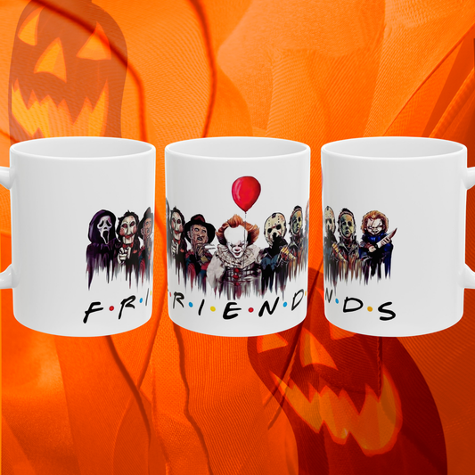 Horror Movie Villains Halloween Friends Mug - Halloween Horror Lovers, Coffee Lovers, Spooky Gifts, Unique Home Decor, 11oz 15oz