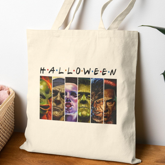 Monster Movie Villains Halloween Tote Bag, Halloween Gifts for shoppers, Shopping Tote, Horror Movie Fan Gift, Monster Movie Characters