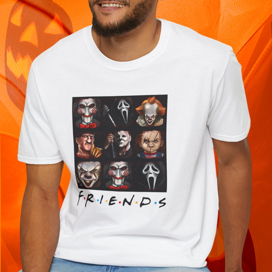 Horror Movie Villains Halloween Softstyle T-Shirt, Scary Movie Tee, Halloween Shirt, Horror Movie Fan Gift, Horror Movie Characters