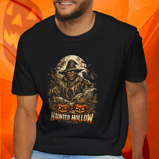 Halloween Horror Shirt, Haunted Hollow T-Shirt, Scary Scarecrow Tee, Pumpkin Graveyard Shirt, Spooky Season Gift