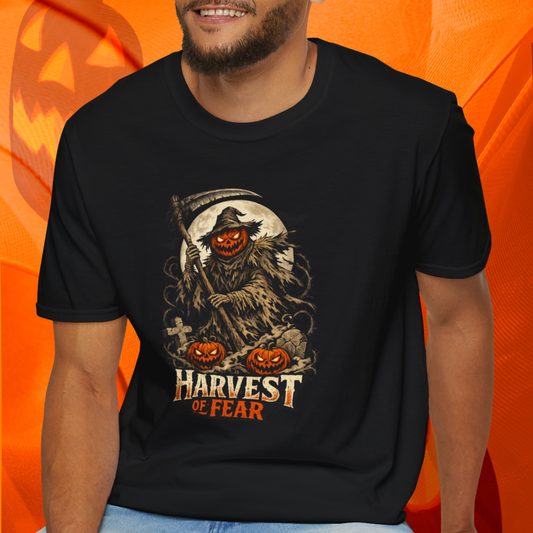Halloween Horror Shirt, Harvest of Fear T-Shirt, Pumpkin Reaper Tee, Scary Scarecrow Shirt, Spooky Season Gift
