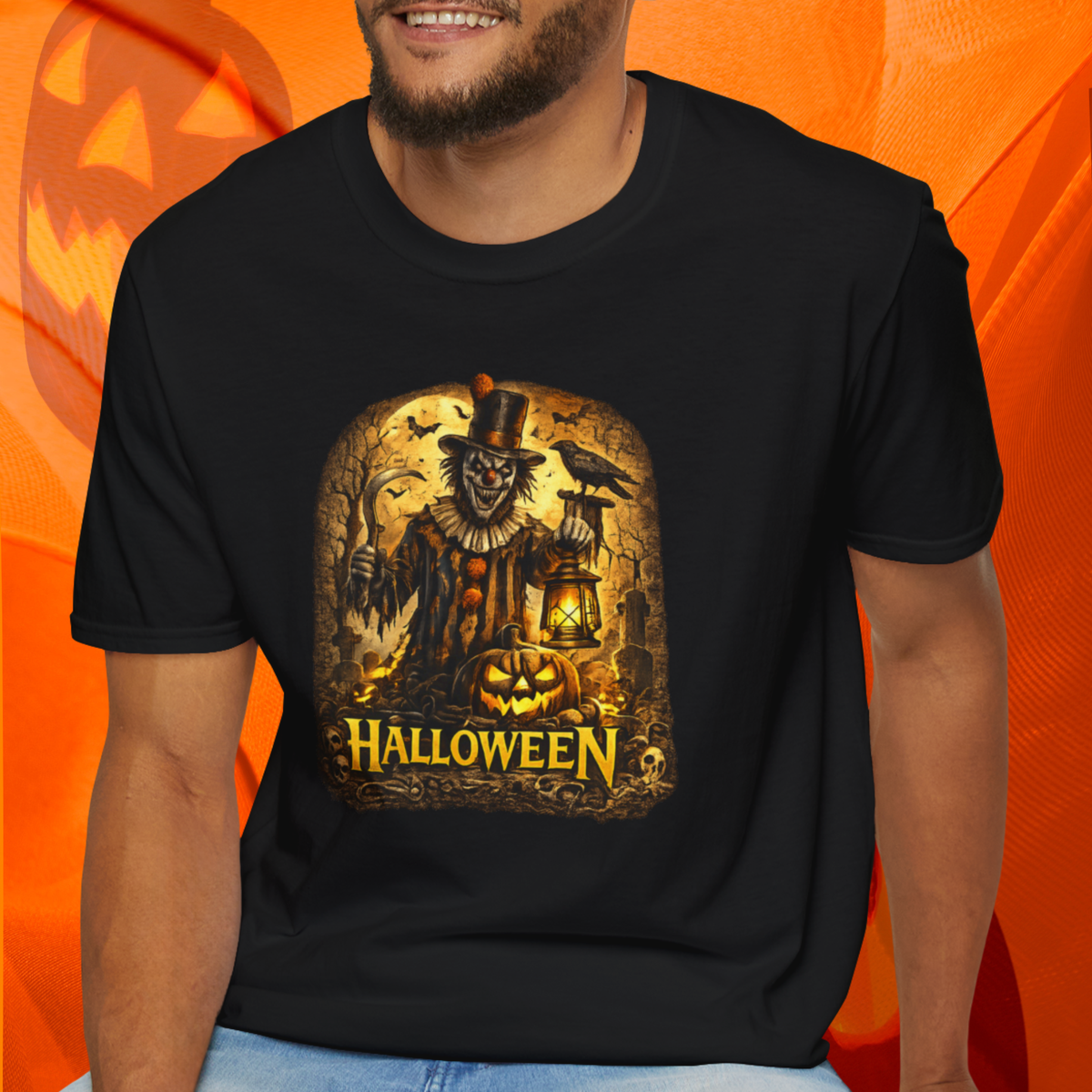 Halloween Horror Shirt, Creepy Clown T-Shirt, Scary Pumpkin Graveyard Tee, Spooky Season Shirt, Halloween Party Gift