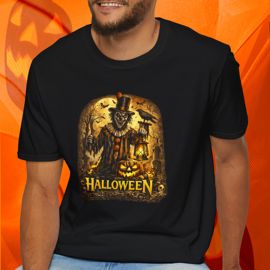 Halloween Horror Shirt, Creepy Clown T-Shirt, Scary Pumpkin Graveyard Tee, Spooky Season Shirt, Halloween Party Gift
