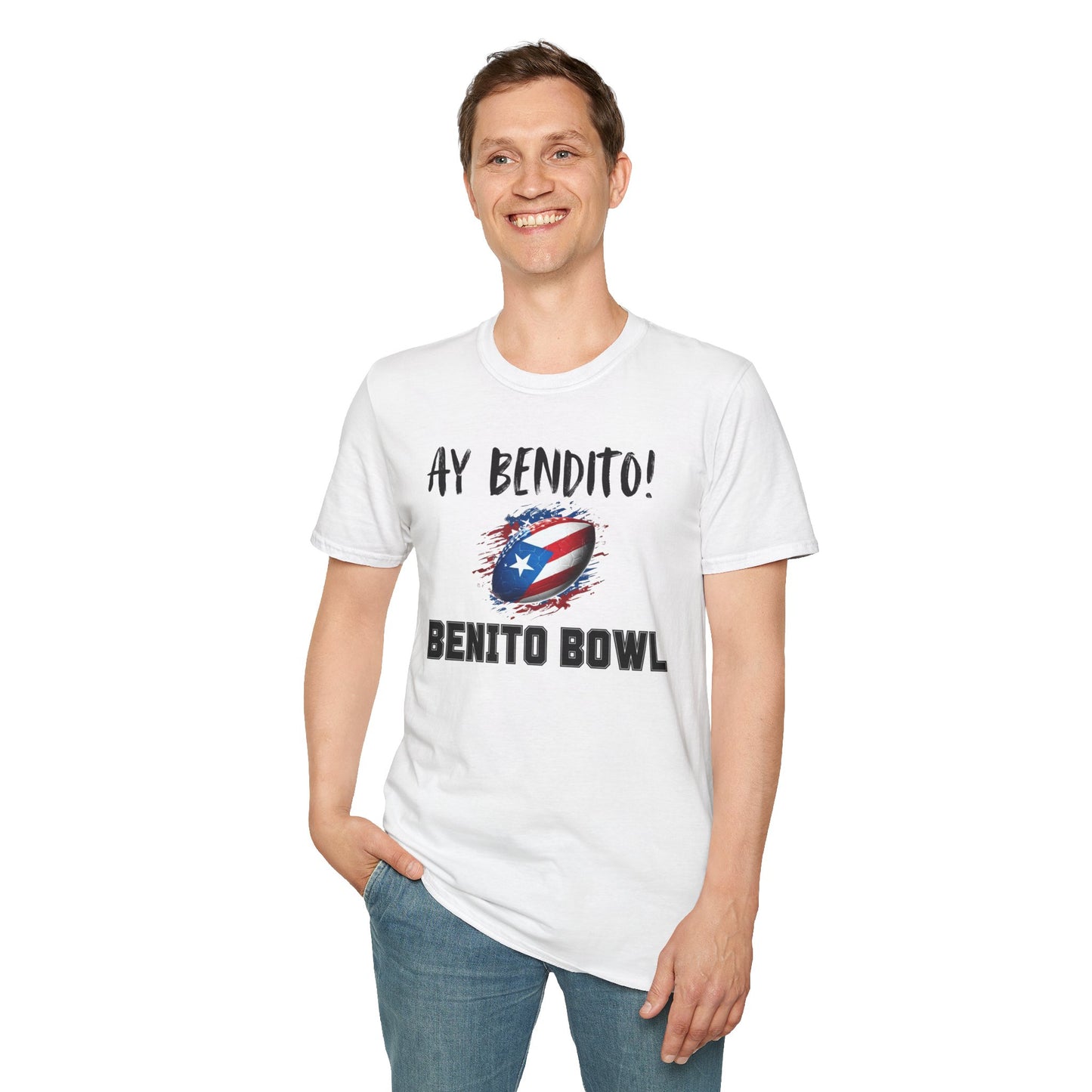 Ay Bendito! Benito Bowl T-Shirt, Halftime Benito Shirt, Football Fan Gift, Benito Tee, Puerto Rico Heritage Boriqua Pride Gift