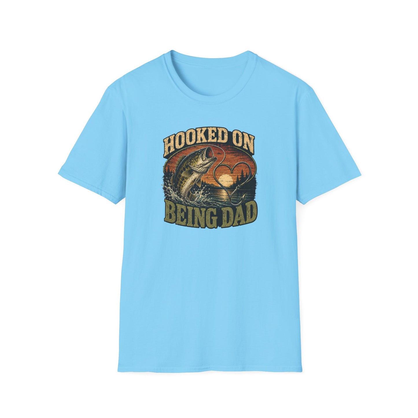 Fishing Dad Shirt, Hooked on Being Dad Tee, Bass Fishing T-Shirt, Fathers Day Shirt for Dad, Fisherman Gift