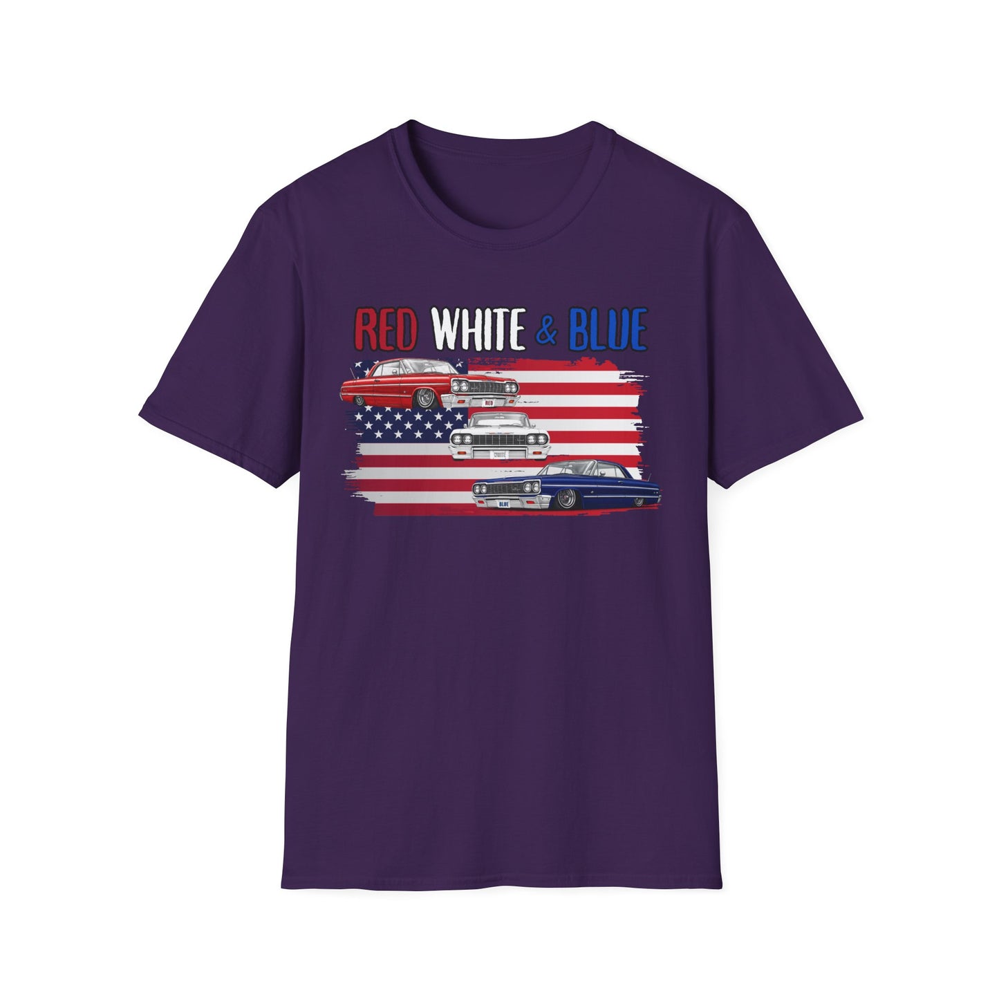 Patriotic Lowrider Shirt, Red White and Blue Car Tee, Classic Car Shirt, 4th of July Car Lover Gift, Unisex Auto Tee
