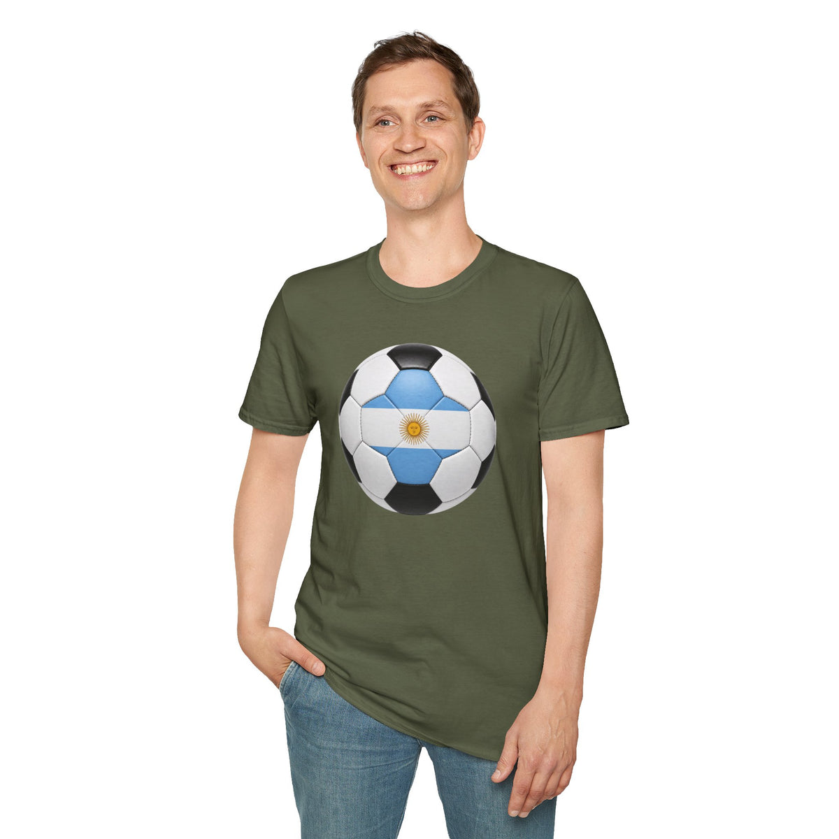 Argentina Soccer Ball Shirt, Argentina Futbol Tee, Light Blue White Soccer T-Shirt, Game Day Fan Shirt, Sports Gift