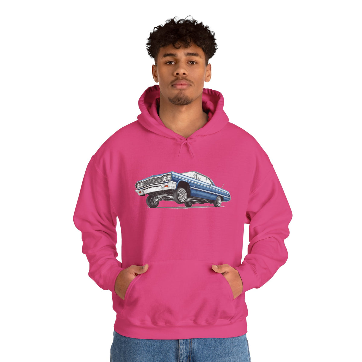 Classic Car Hoodie, Lowrider Car Hoodie, Blue Vintage Car Sweatshirt, Car Enthusiast Gift, Unisex Automotive Hoodie