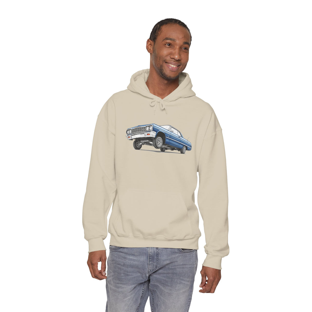 Classic Car Hoodie, Lowrider Car Hoodie, Blue Vintage Car Sweatshirt, Car Enthusiast Gift, Unisex Automotive Hoodie