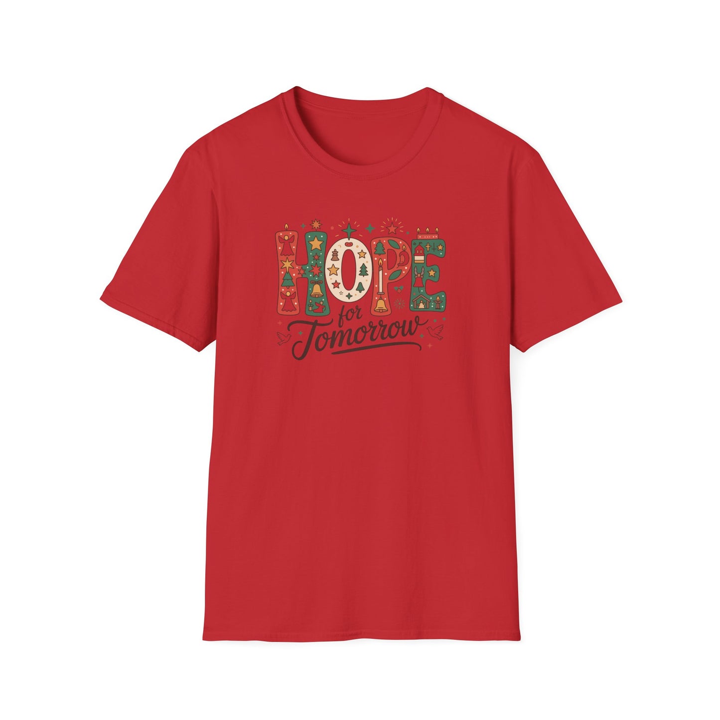 Hope for Tomorrow Christmas T-Shirt – Inspirational Holiday Faith Tee with Festive Lettering and Positive Message