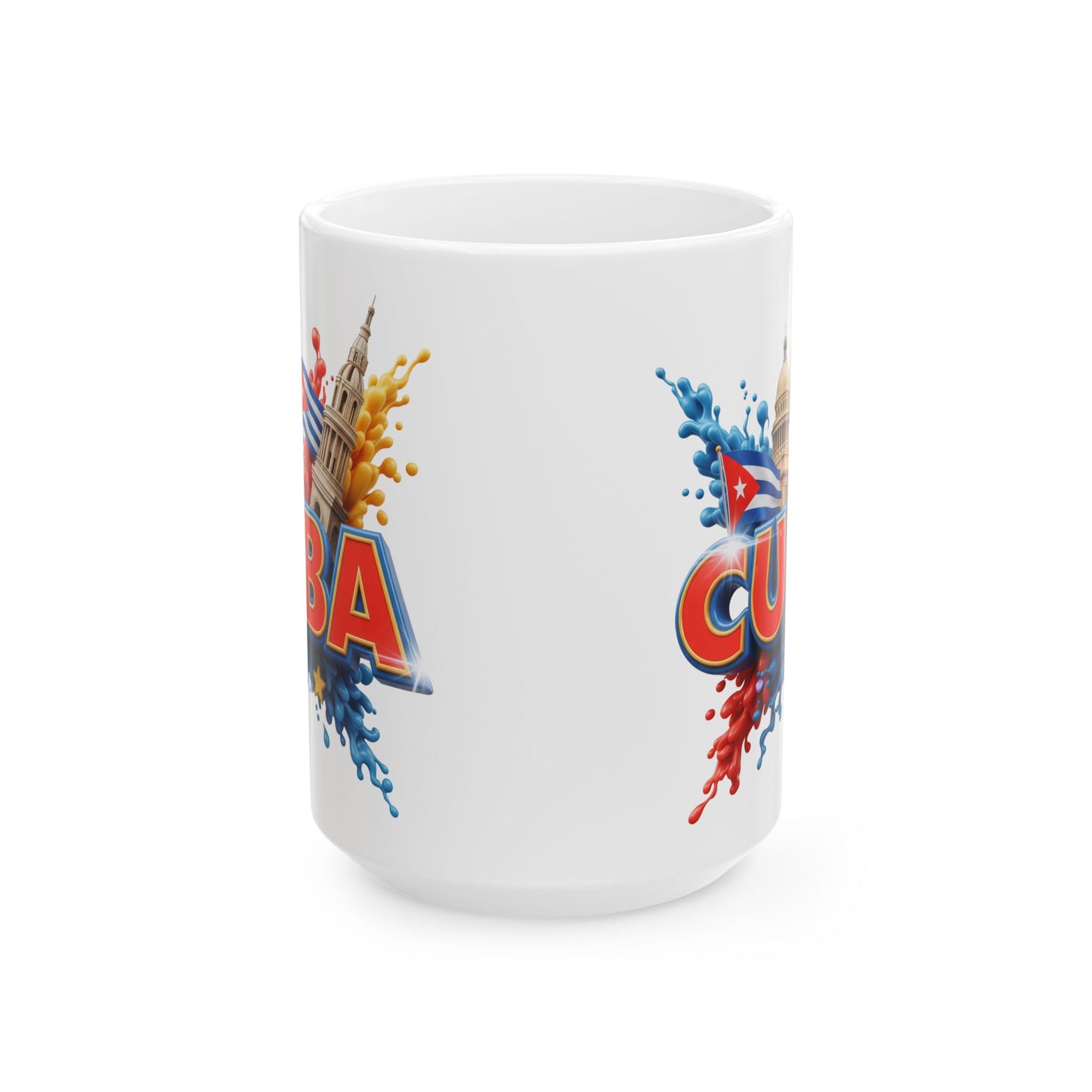 Colorful Cuban Flag Ceramic Mug, 11oz 15oz - Vibrant Cuba Souvenir Coffee Cup, Patriotic Tea Mug, Cuban American Gift, Kitchen Decor