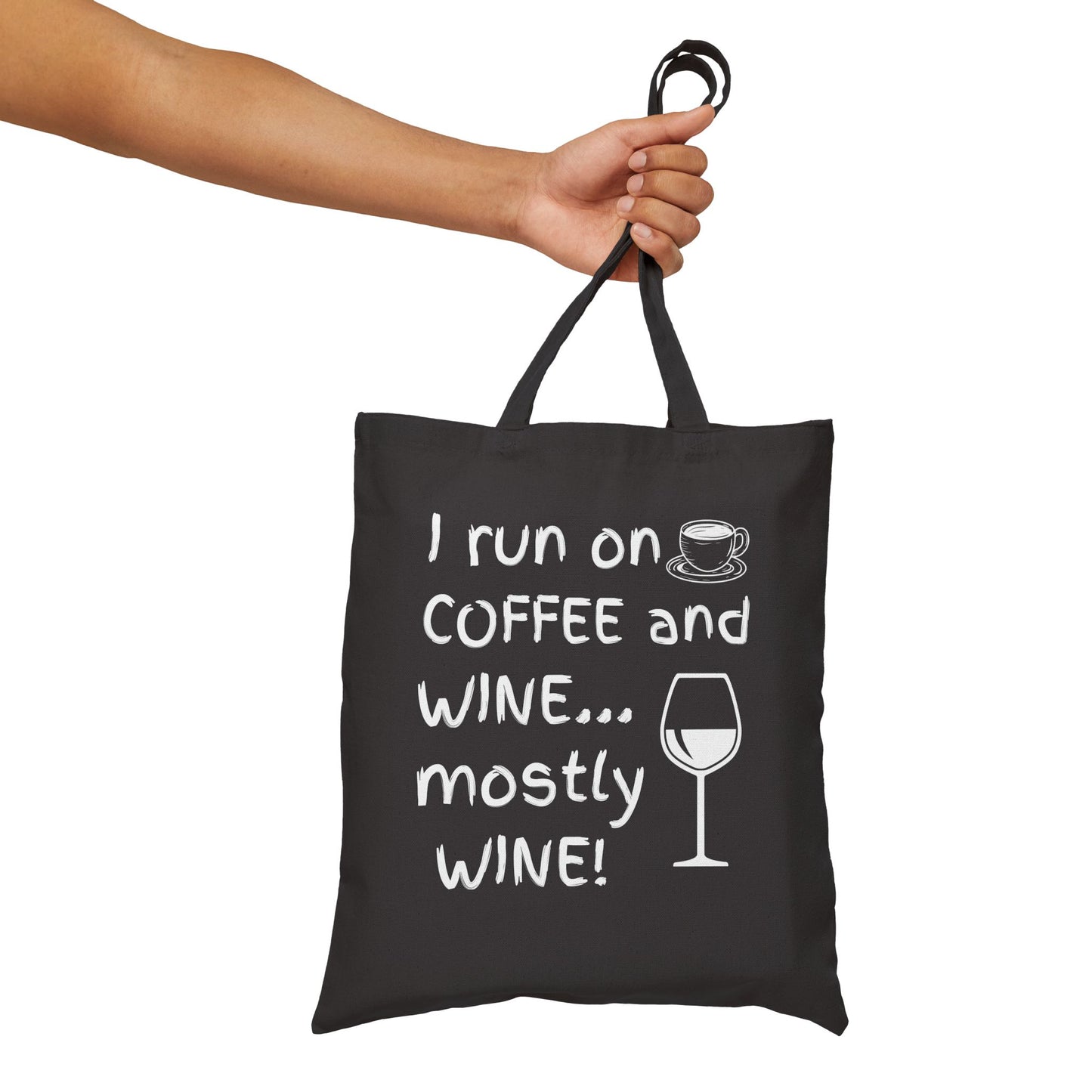I Run on Coffee and Wine Mostly Wine Tote Bag, Funny Gifts for Wine Lovers, Shopping Tote, Wine Enthusiast Accessory, Mother's Day Gift