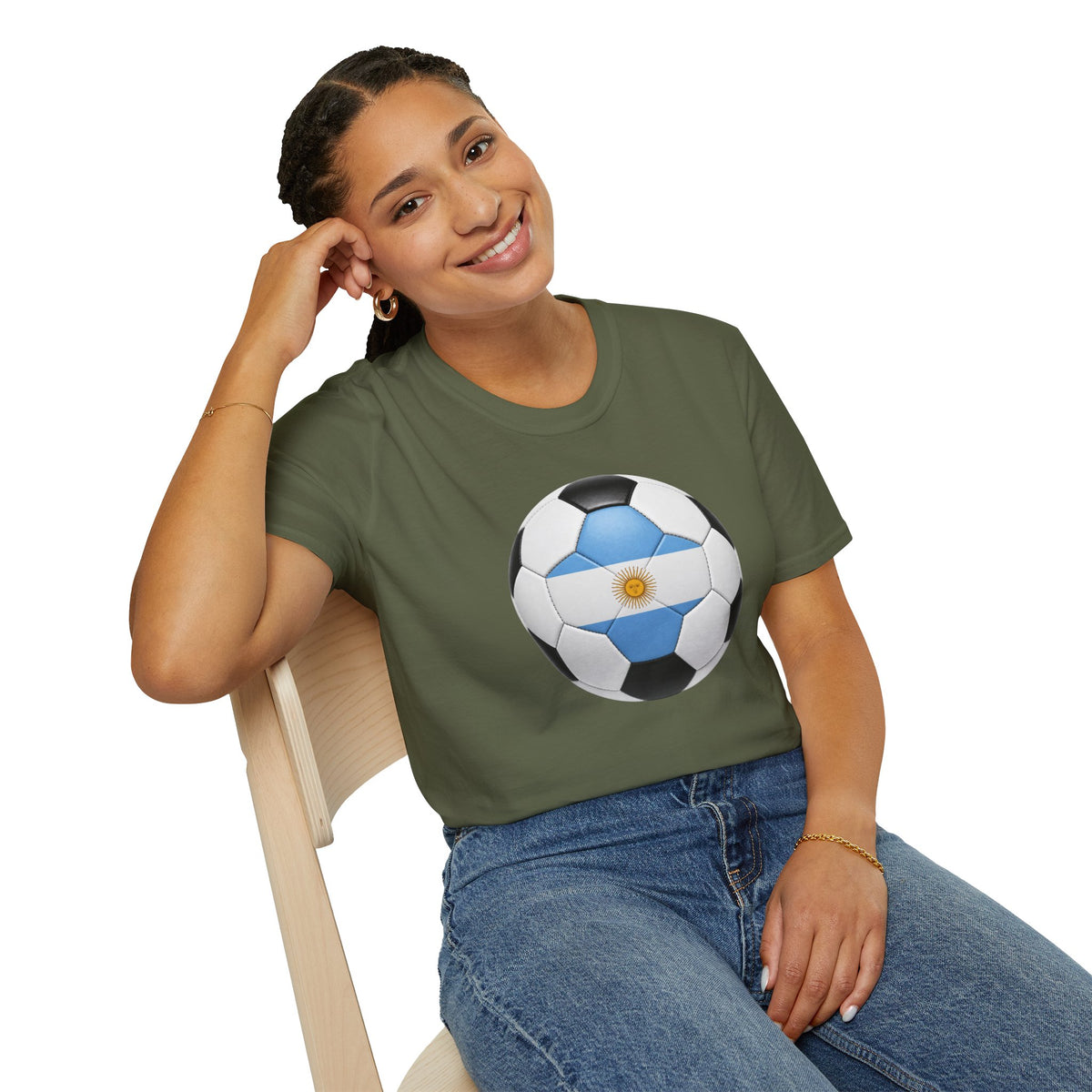 Argentina Soccer Ball Shirt, Argentina Futbol Tee, Light Blue White Soccer T-Shirt, Game Day Fan Shirt, Sports Gift