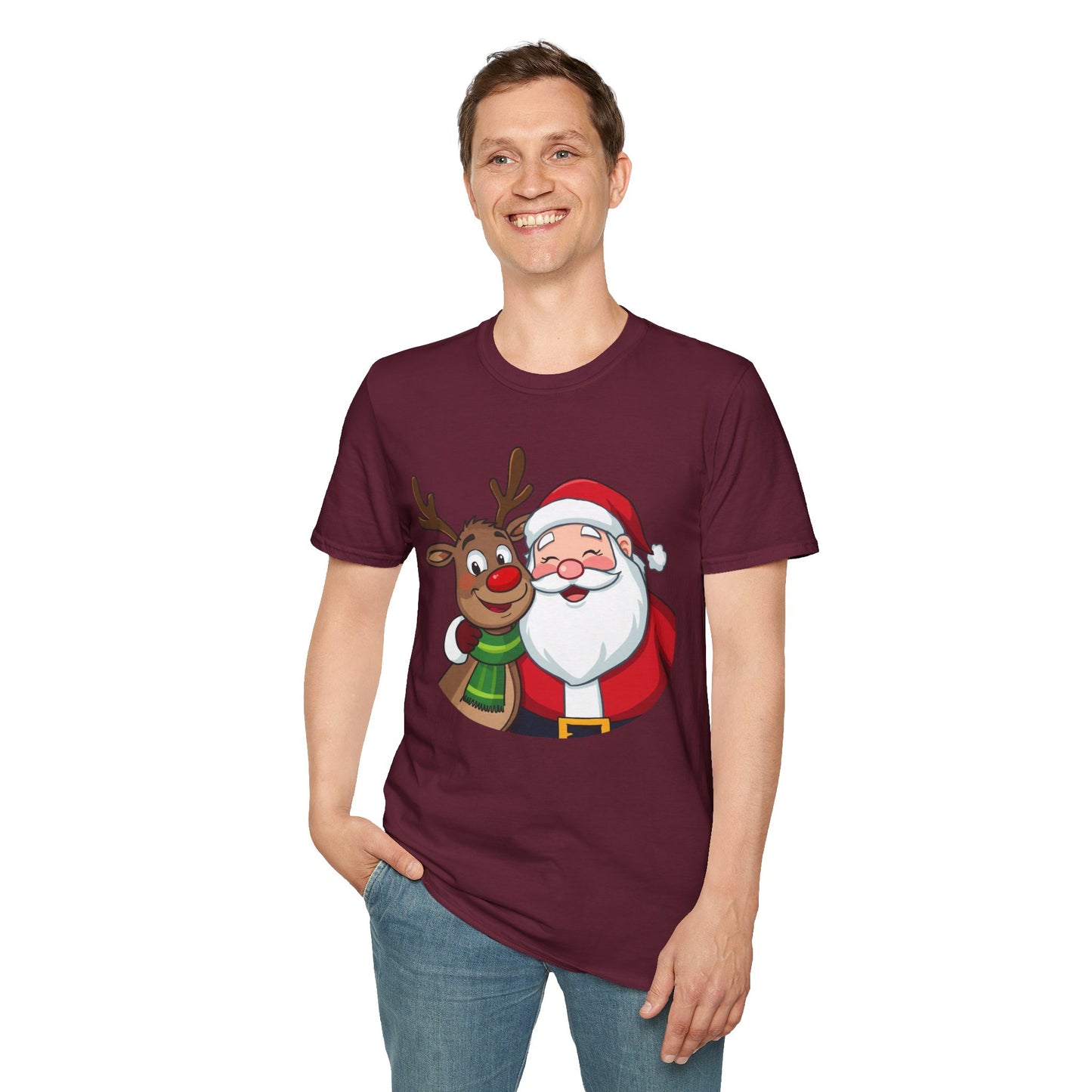 Smiling Santa and Rudolph Shirt, Family Christmas Shirts, Christmas T Shirt, Holiday Shirt, Cute Xmas Shirt for the family, Holiday Gift