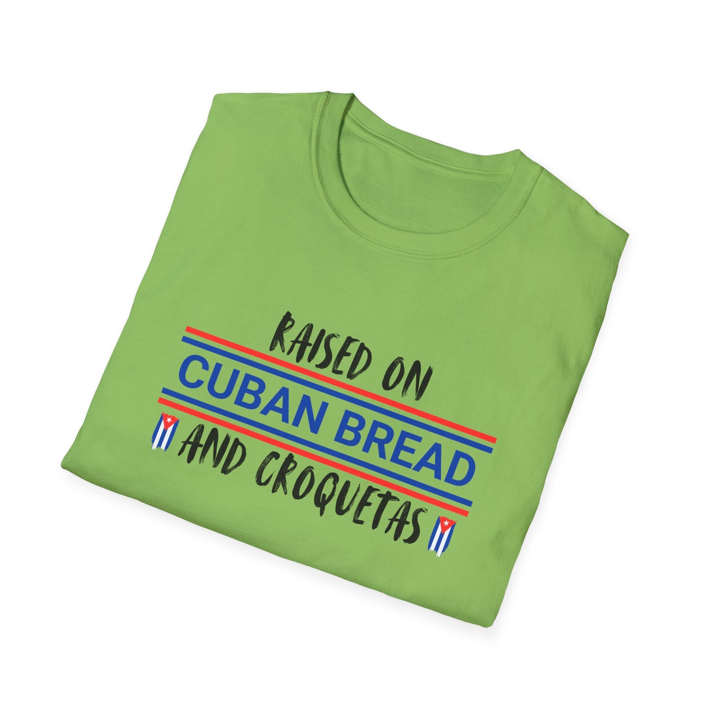 Raised on Cuban Bread and Croquetas T-Shirt, Cute Graphic Tee for Hispanic Heritage, Cuban Food Heritage, Latin roots Tee, Hispanic Gift