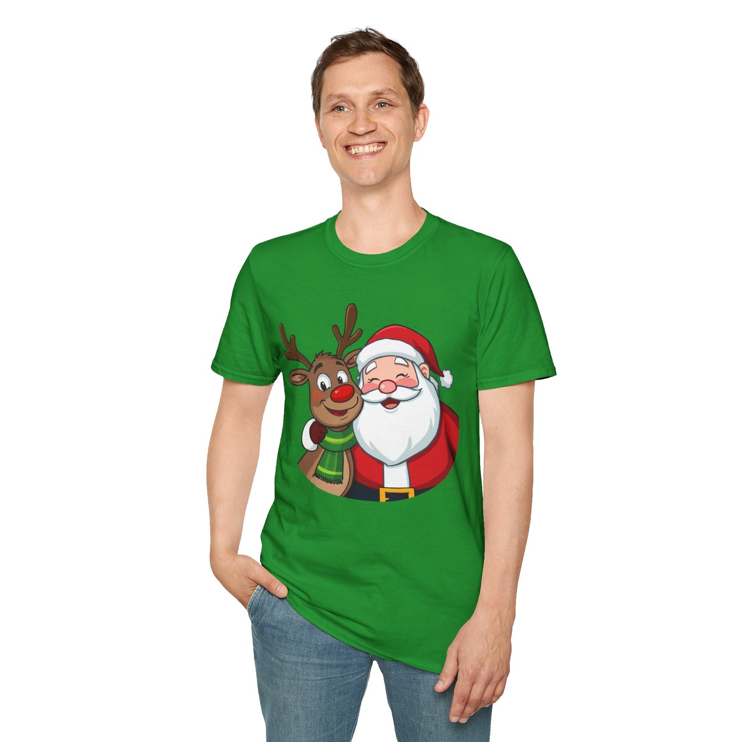 Smiling Santa and Rudolph Shirt, Family Christmas Shirts, Christmas T Shirt, Holiday Shirt, Cute Xmas Shirt for the family, Holiday Gift