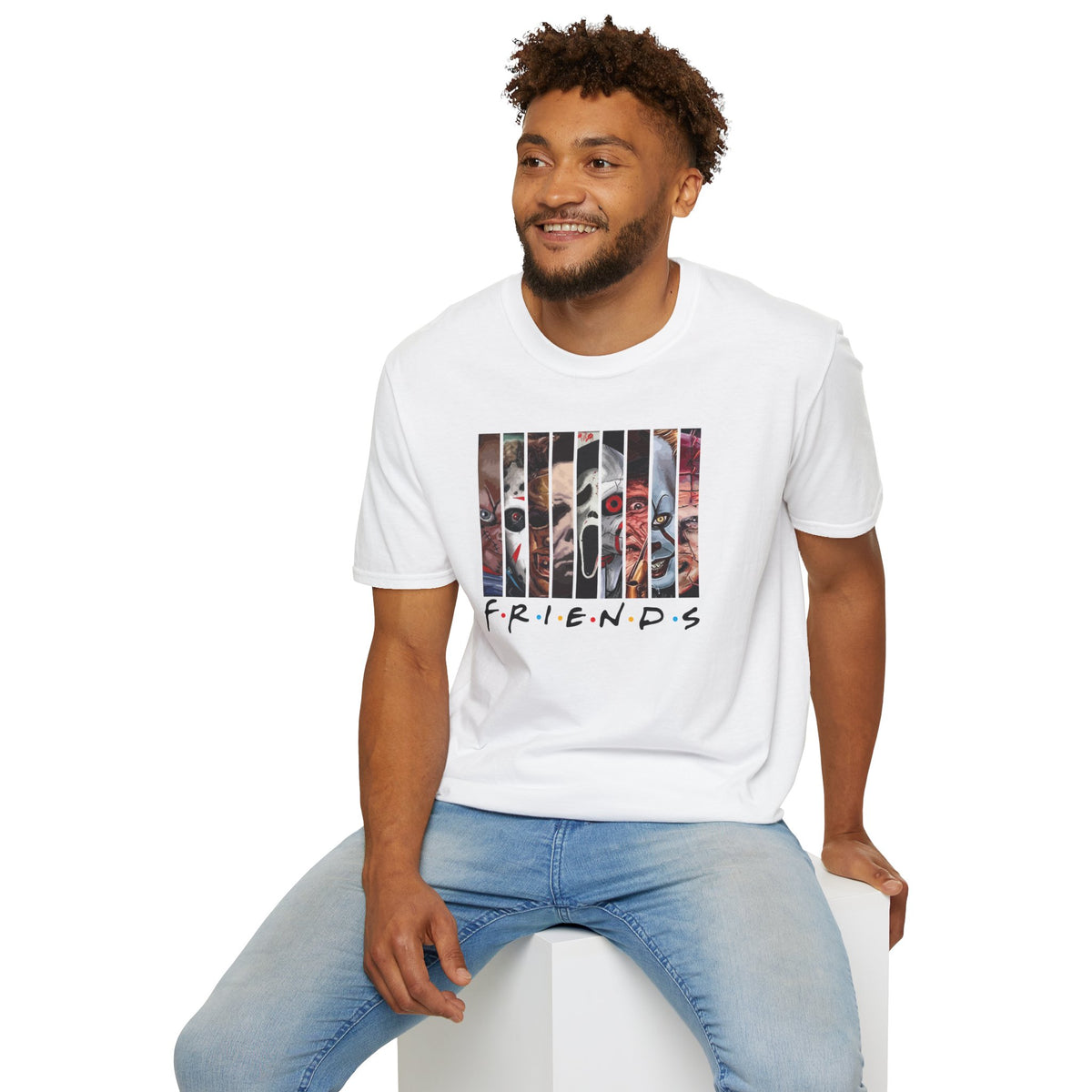 Horror Movie Villains Halloween Friends Softstyle T-Shirt, Scary Movie Tee, Halloween Shirt, Horror Movie Fan Gift, Horror Movie Characters