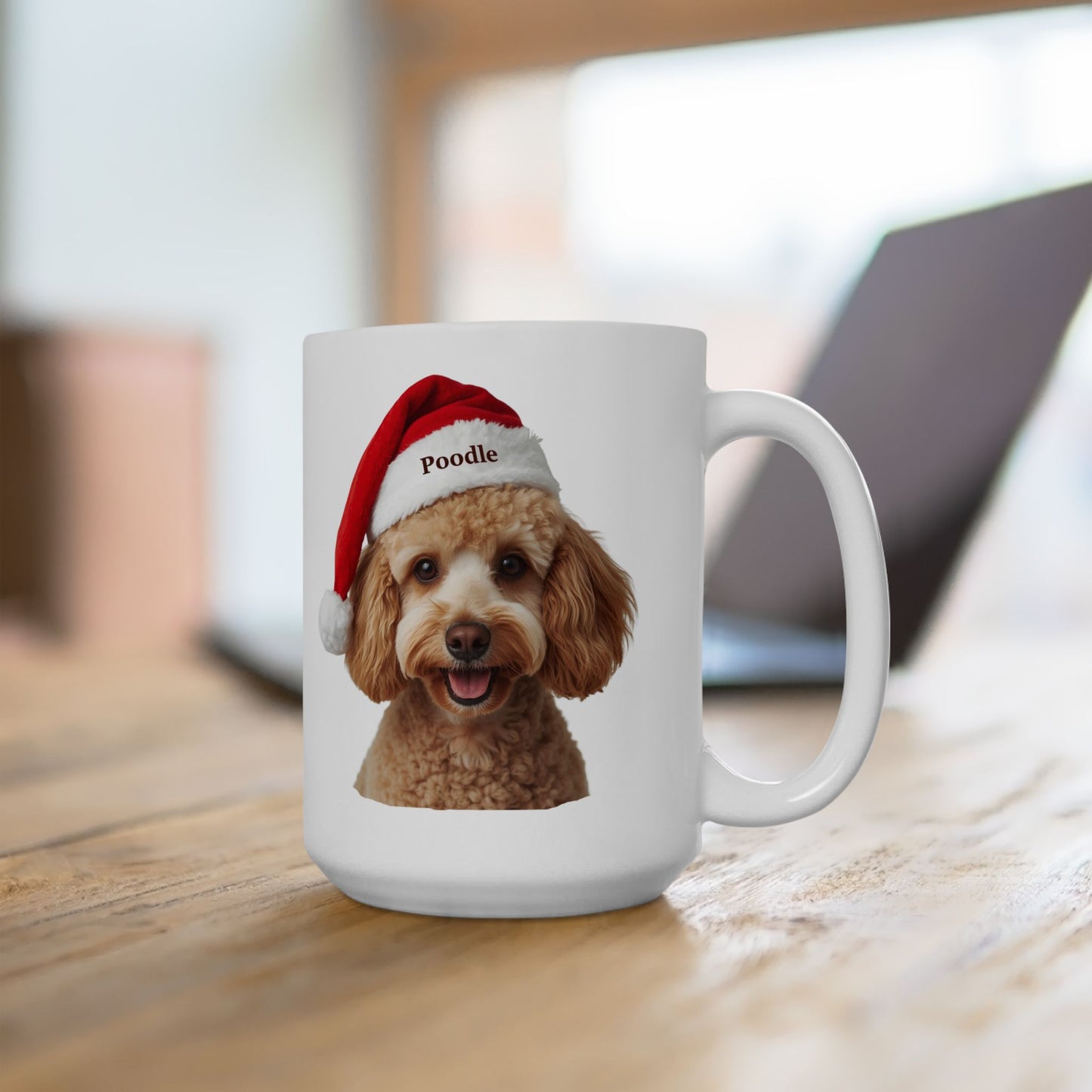 Poodle Holiday Portrait Mug – Cute Holiday Coffee Cup, Festive Poodle Ceramic Mug, Christmas Gift Idea (11oz/15oz)
