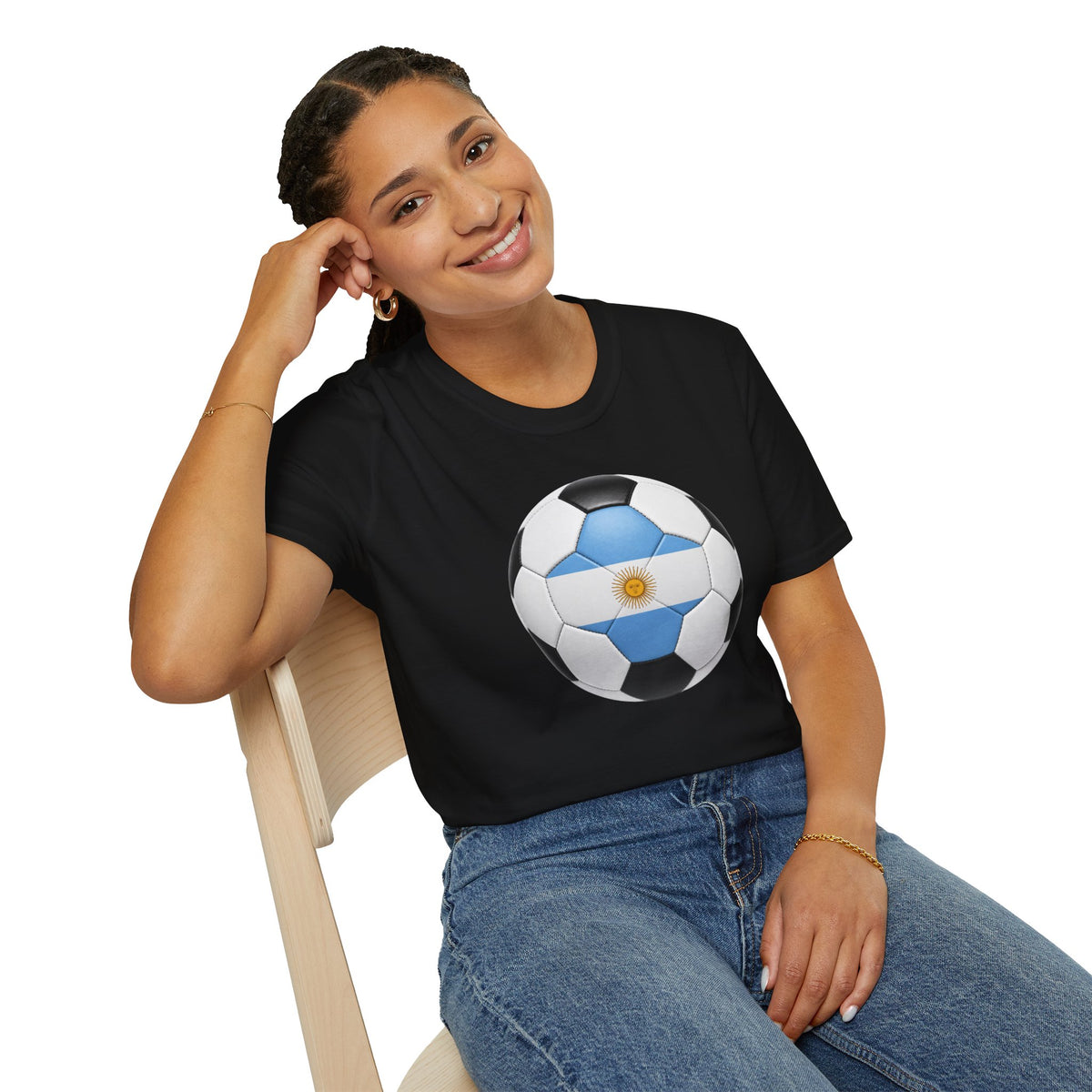 Argentina Soccer Ball Shirt, Argentina Futbol Tee, Light Blue White Soccer T-Shirt, Game Day Fan Shirt, Sports Gift