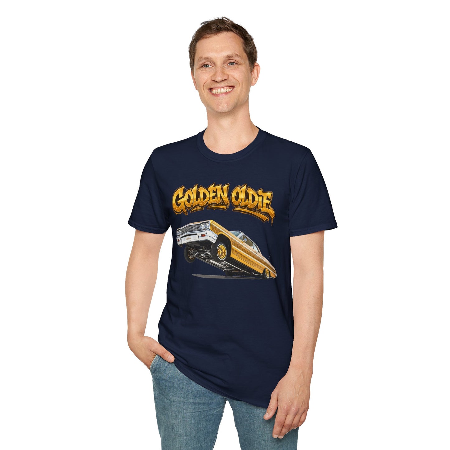 Golden Oldie Lowrider Shirt, Classic Car Tee, Vintage Auto Graphic Shirt, Car Enthusiast Gift, Retro Car Lover Tee