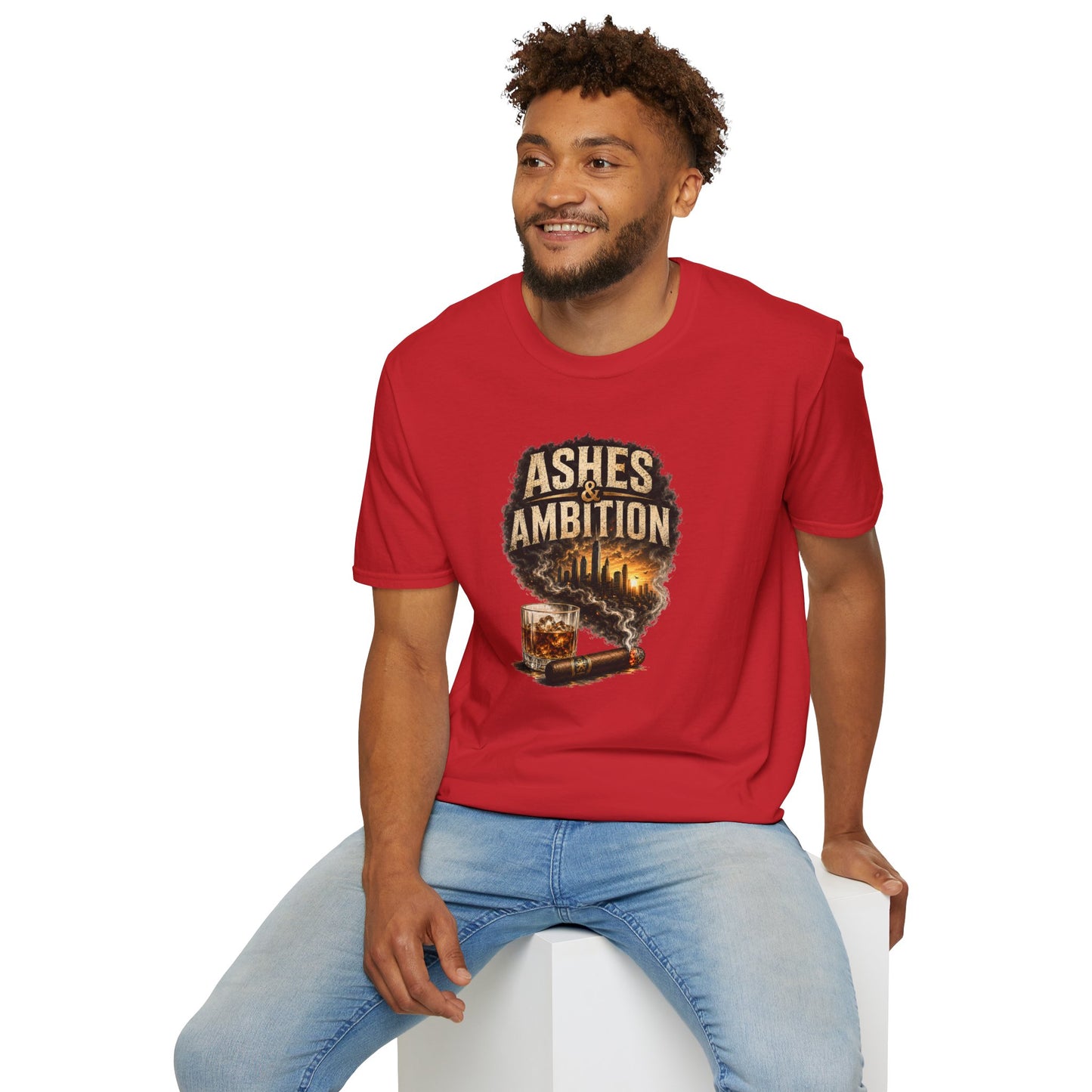 Ashes & Ambition Cigar T-Shirt – Whiskey, Success & Hustle Lifestyle Tee