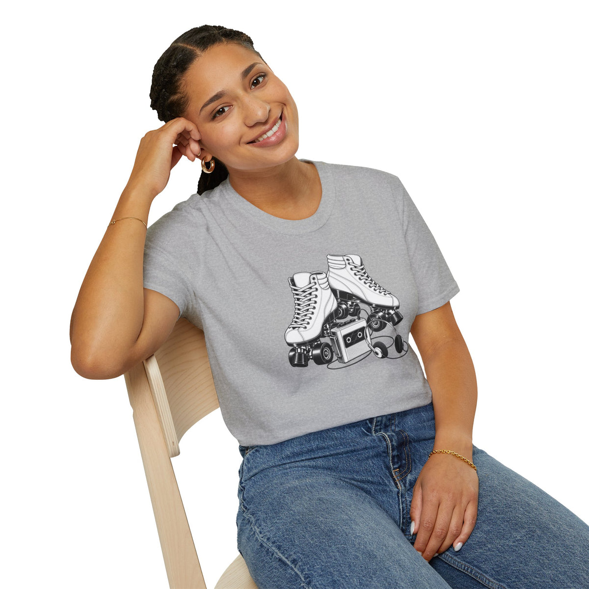 Roller Skate T-Shirt, Retro Cassette Tee, Vintage Roller Rink Shirt, Music Lover Gift, Skater Tee