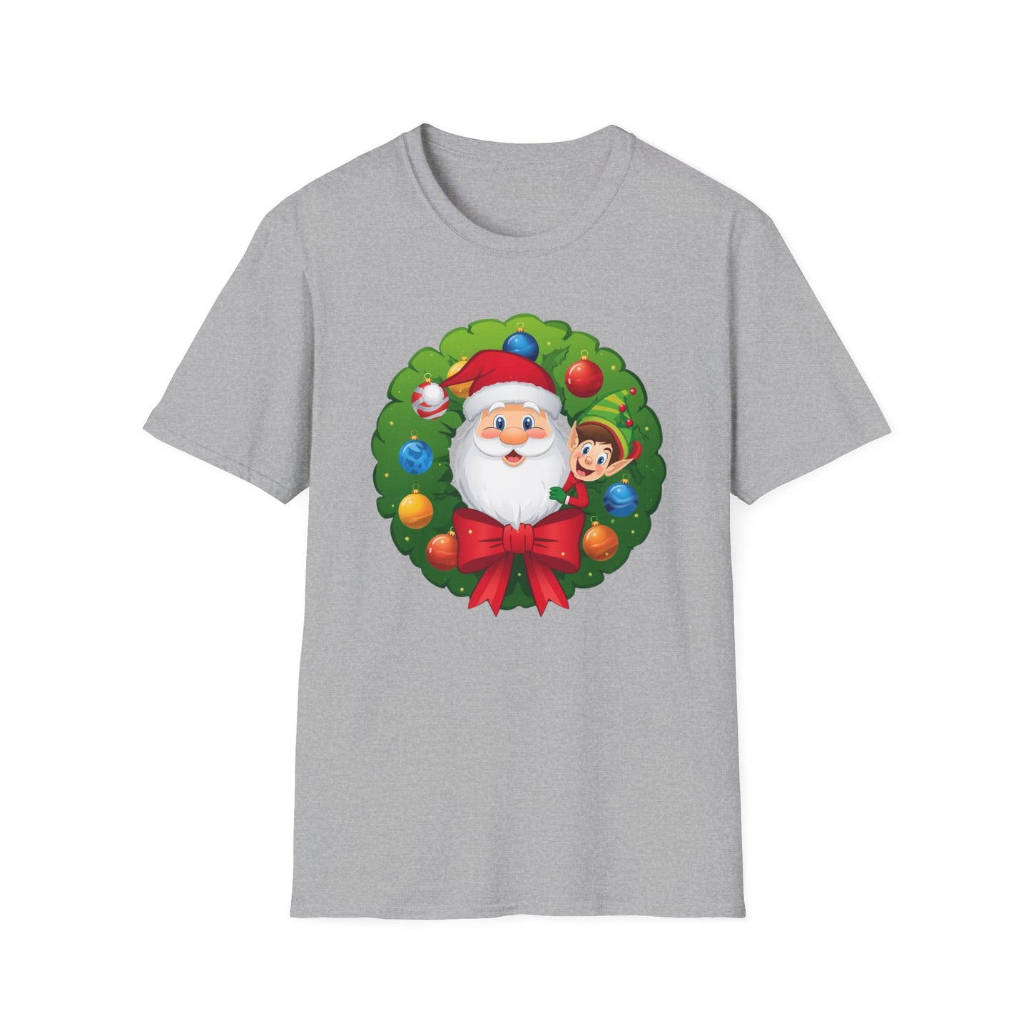 Santa and Elf on a Wreath Shirt, Family Christmas Shirts, Christmas T Shirt, Holiday Shirt, Cute Xmas Shirt for the family, Holiday Gift