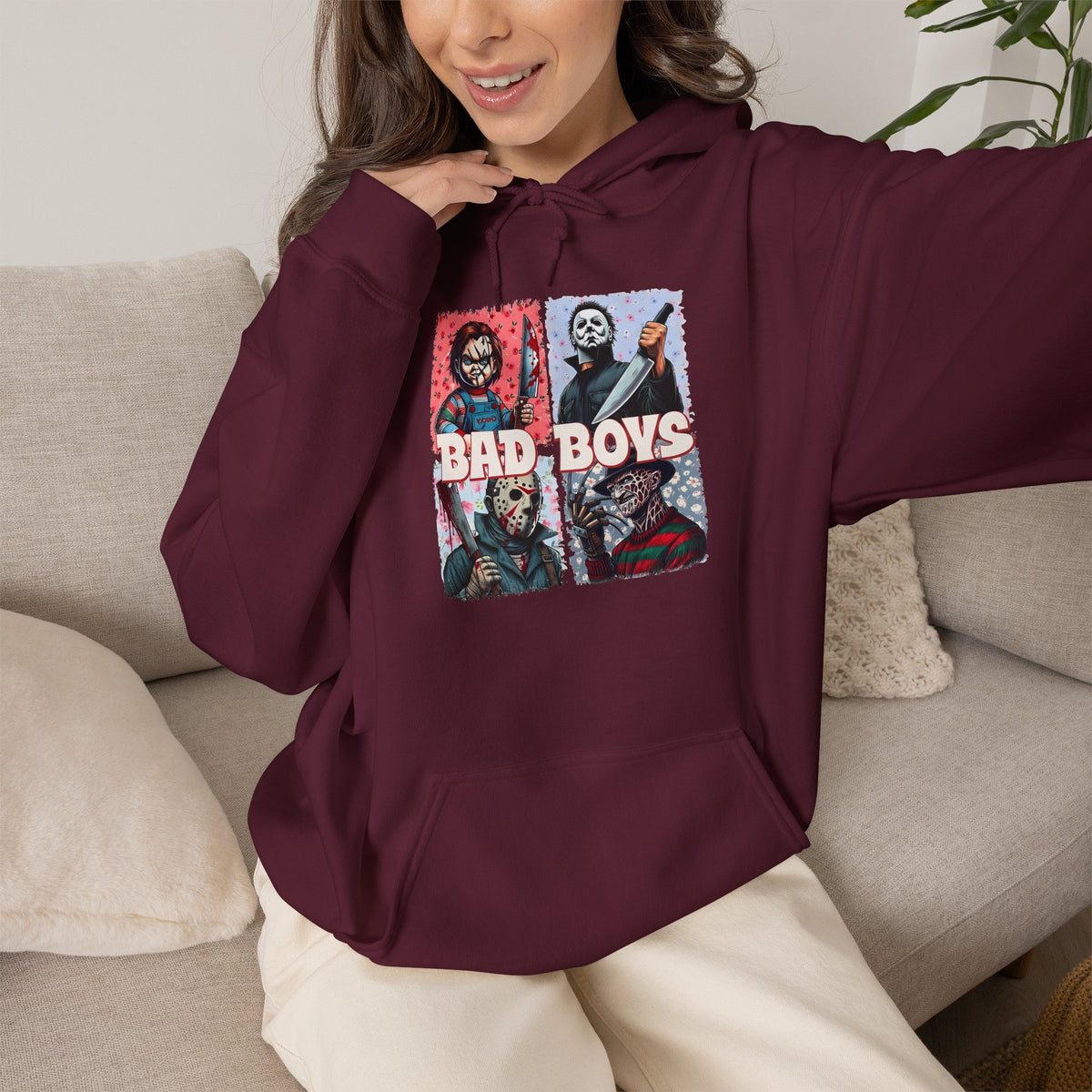 Horror Movie Villains Halloween Bad Boys Unisex Hoodie, Scary Movie Pullover, Horror Movie Sweatshirt, Halloween Costume Hoodie