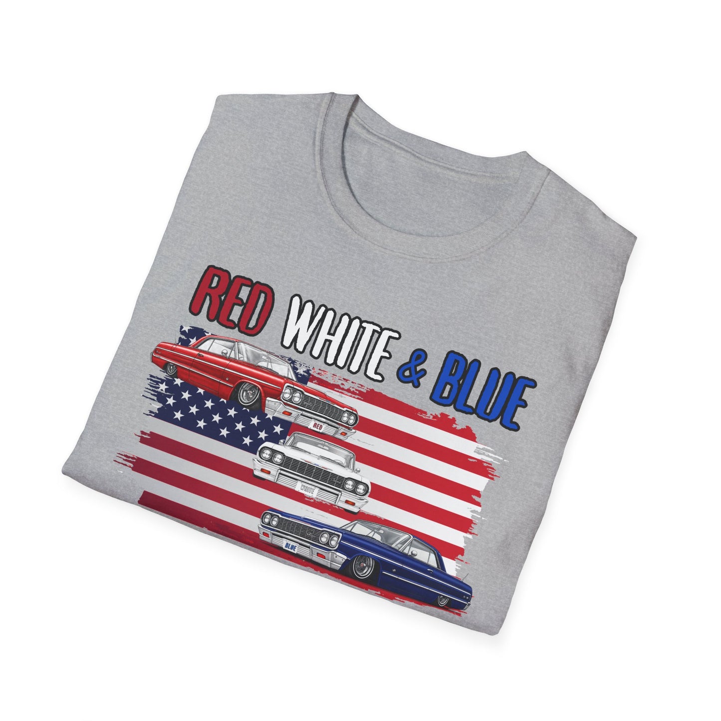 Patriotic Lowrider Shirt, Red White and Blue Car Tee, Classic Car Shirt, 4th of July Car Lover Gift, Unisex Auto Tee