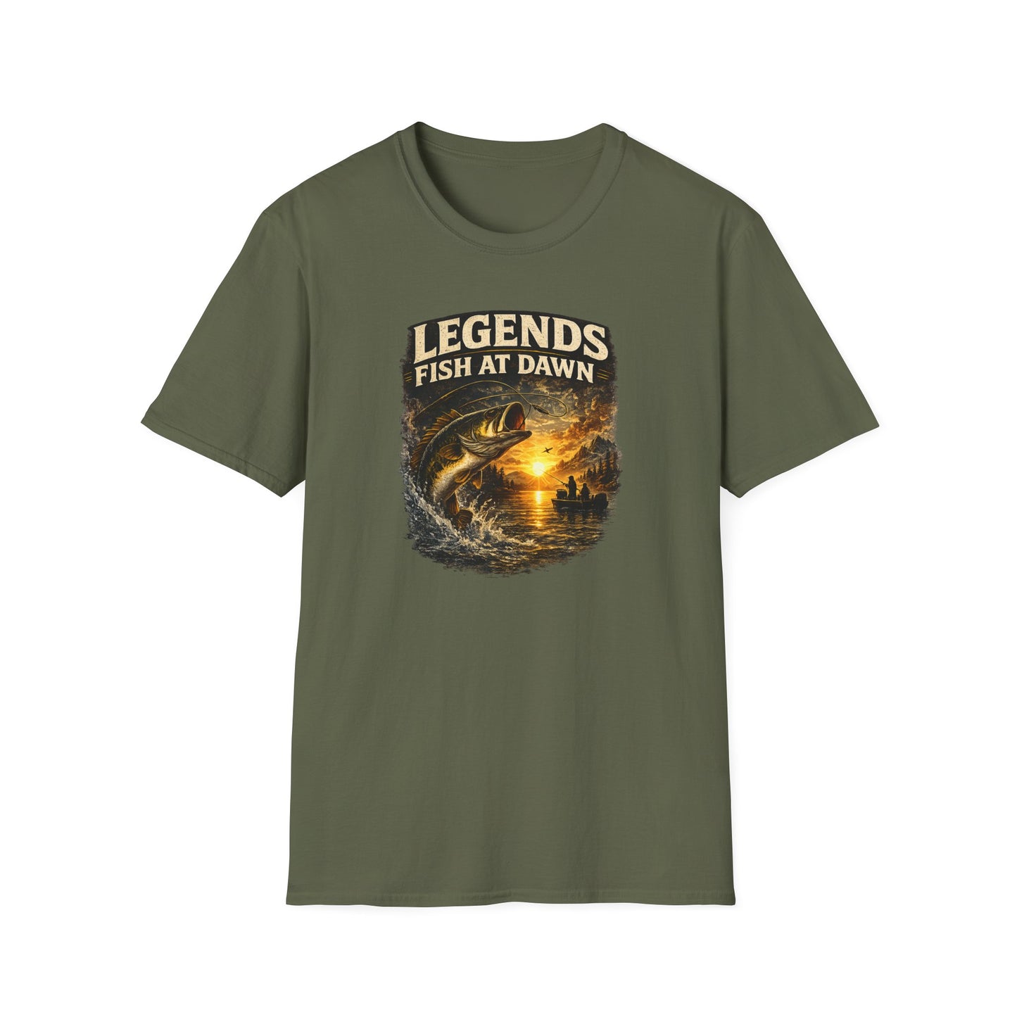 Fishing Shirt for Men, Legends Fish at Dawn Tee, Bass Fishing T-Shirt, Fisherman Gift, Fathers Day Shirt for Dad