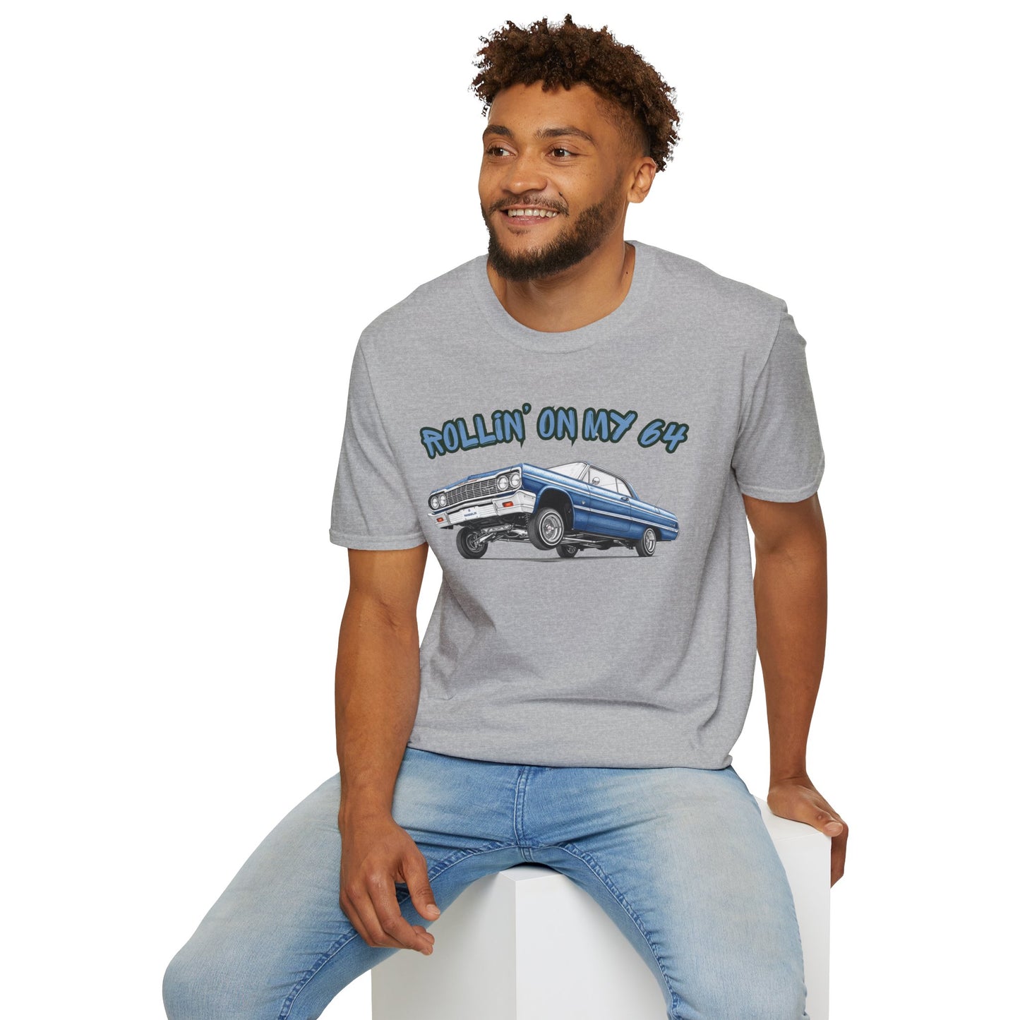 Lowrider Shirt, Rollin On My 64 Tee, Classic Car Graphic Shirt, Vintage Car Enthusiast Gift, Retro Auto Unisex Tee