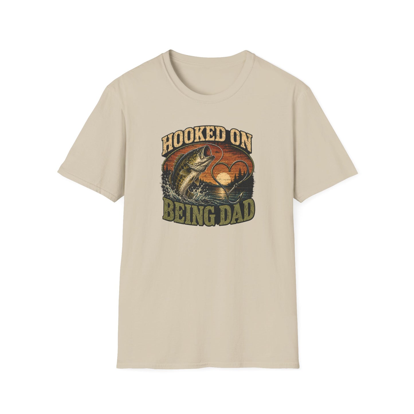 Fishing Dad Shirt, Hooked on Being Dad Tee, Bass Fishing T-Shirt, Fathers Day Shirt for Dad, Fisherman Gift