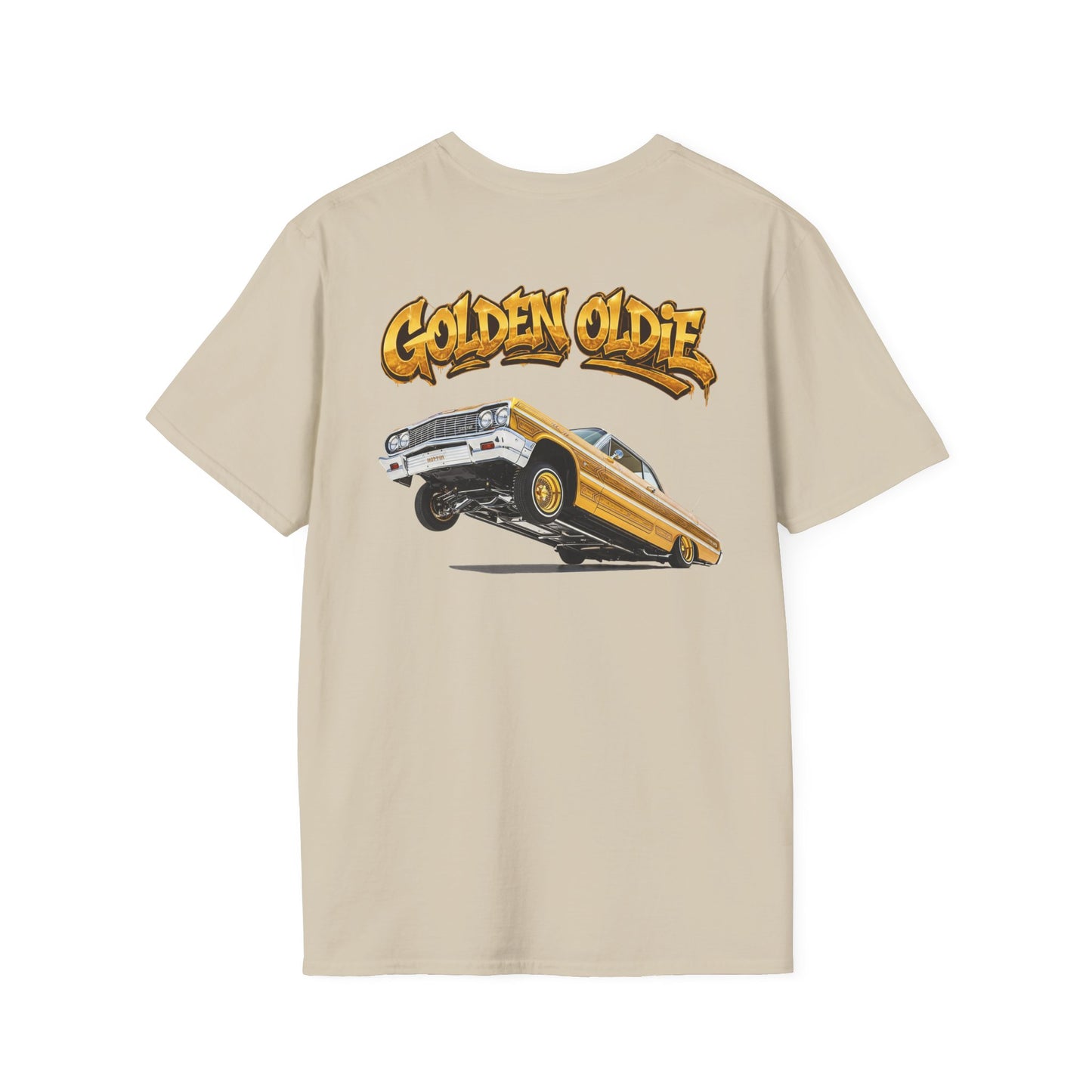 Back Print Lowrider Shirt, Golden Oldie Classic Car Tee, Vintage Car Enthusiast Shirt, Retro Auto Gift, Unisex Car Lover Tee
