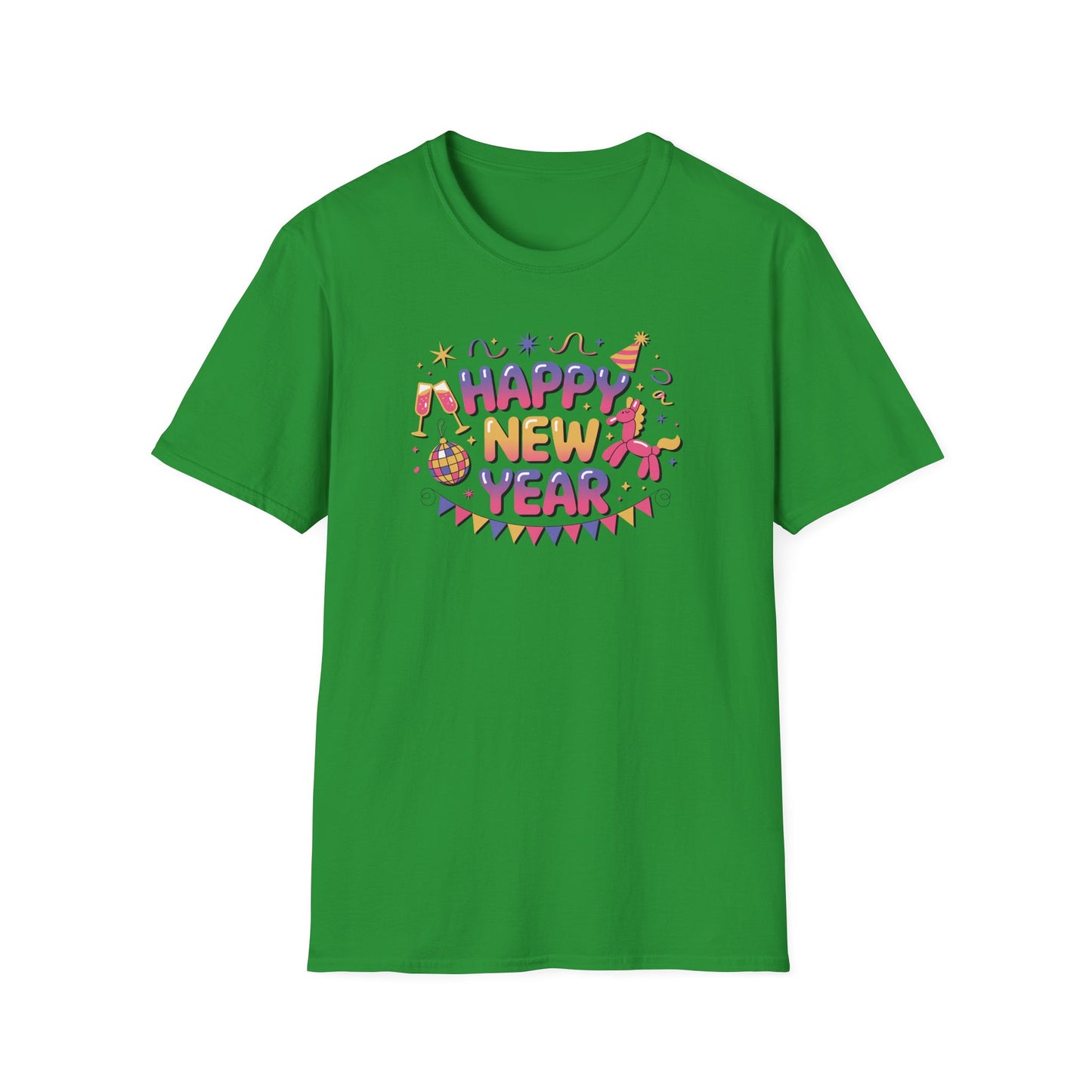 Happy New Year 2026 T-Shirt – Cute Colorful New Year Shirt, Fun Party Celebration Graphic Tee, Balloon Animal & Champagne NYE 2026 Top