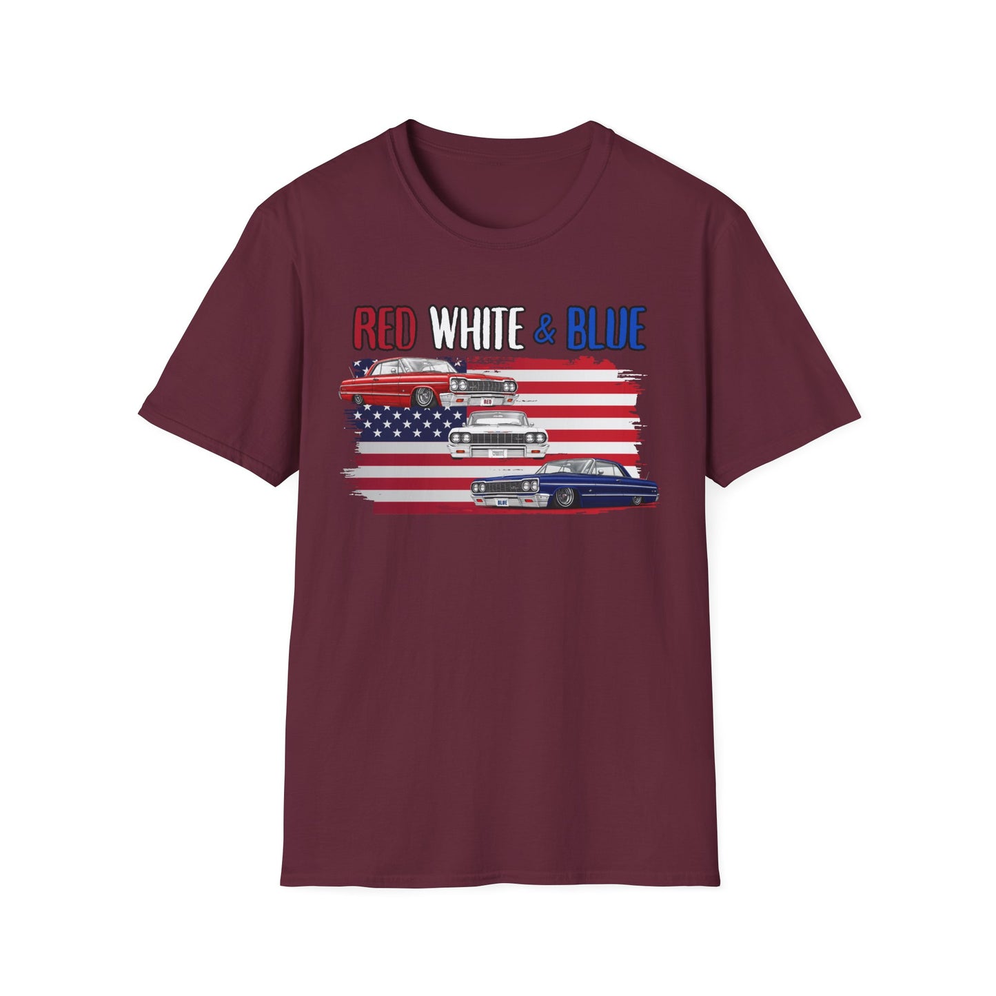 Patriotic Lowrider Shirt, Red White and Blue Car Tee, Classic Car Shirt, 4th of July Car Lover Gift, Unisex Auto Tee