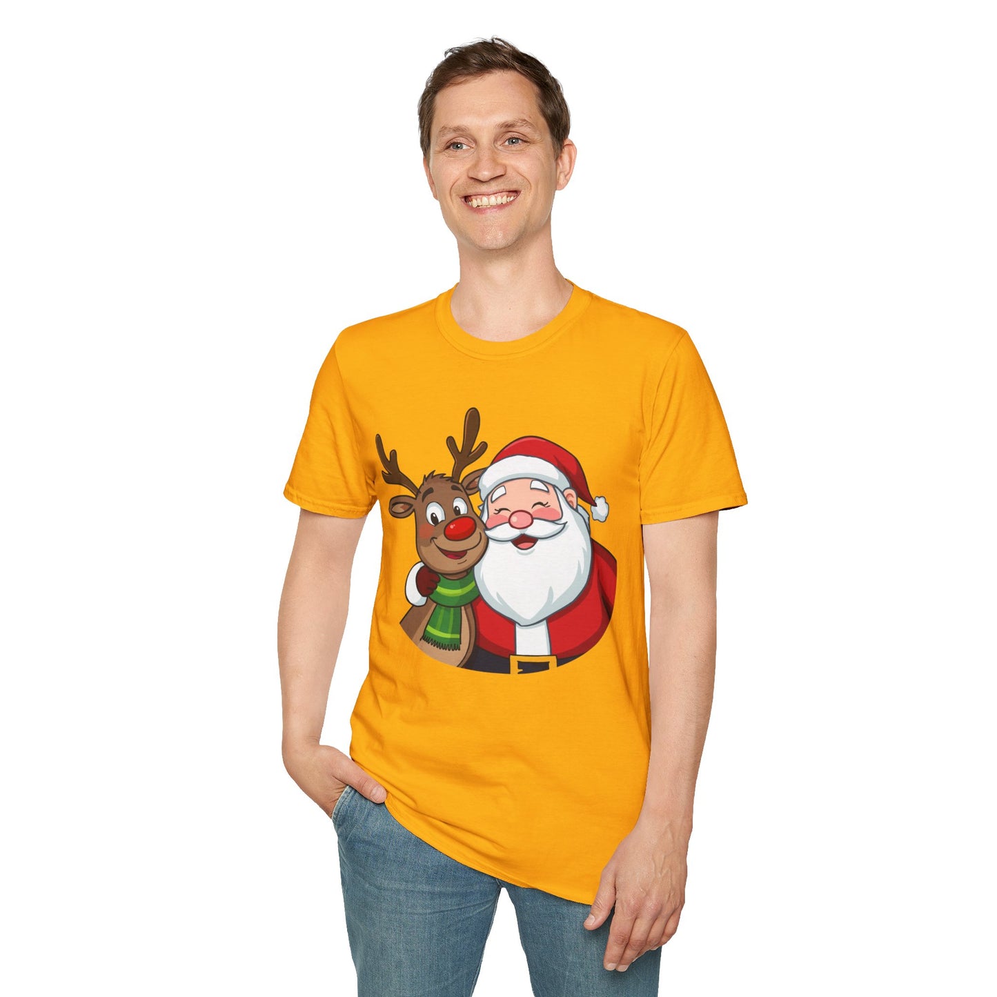 Smiling Santa and Rudolph Shirt, Family Christmas Shirts, Christmas T Shirt, Holiday Shirt, Cute Xmas Shirt for the family, Holiday Gift