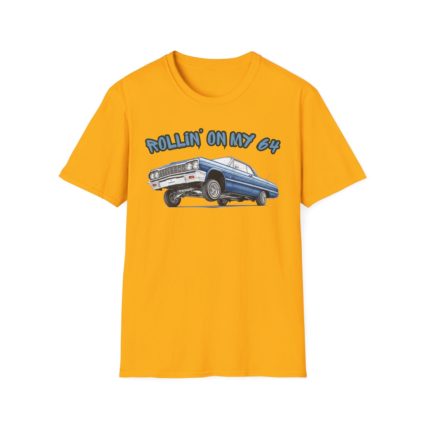 Lowrider Shirt, Rollin On My 64 Tee, Classic Car Graphic Shirt, Vintage Car Enthusiast Gift, Retro Auto Unisex Tee