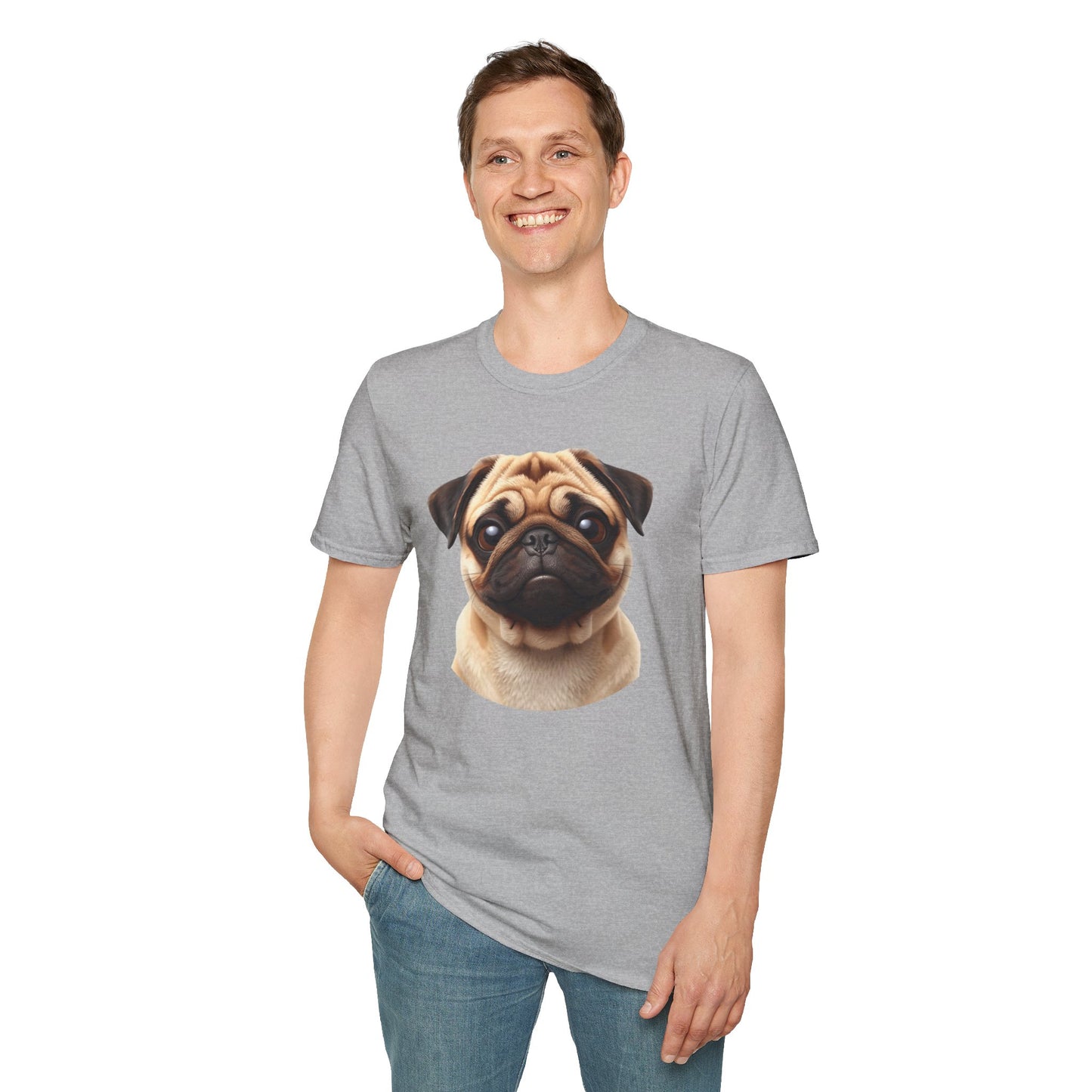 Pug Dog Portrait Shirt – Pug Dog Lover Gift, Cute Dog Mom Tee, Dog Dad Shirt, Pet Breed Apparel