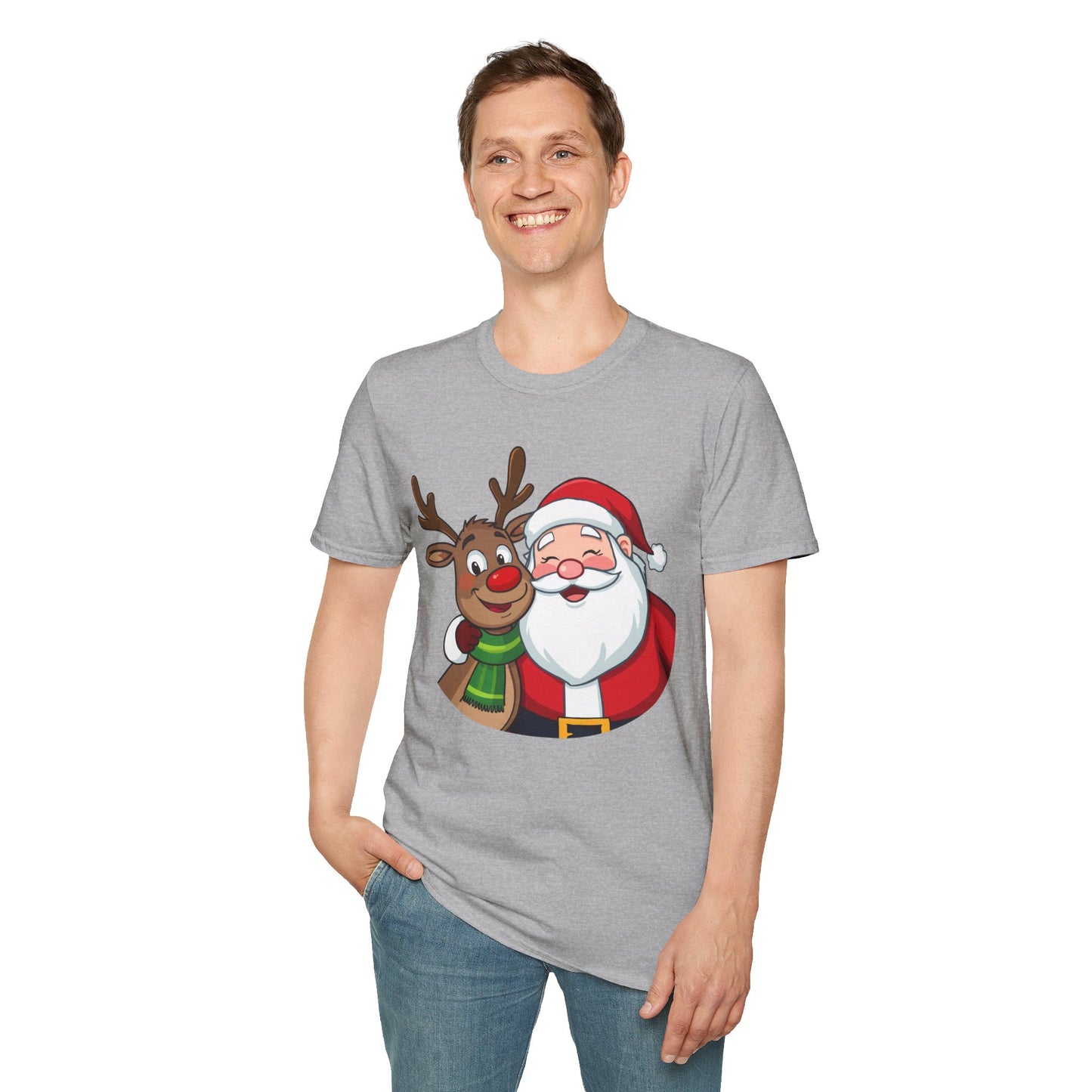 Smiling Santa and Rudolph Shirt, Family Christmas Shirts, Christmas T Shirt, Holiday Shirt, Cute Xmas Shirt for the family, Holiday Gift