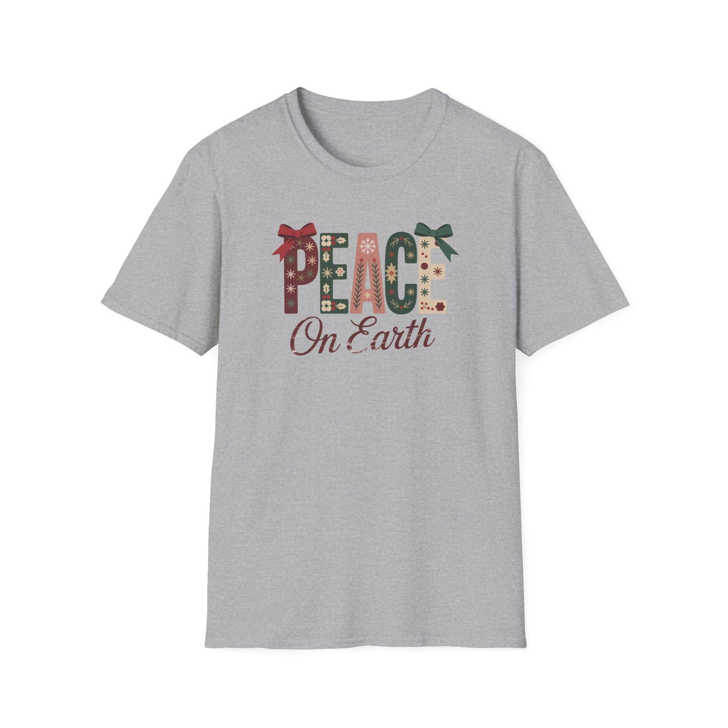 Joy and Peace Christmas T-Shirt – Festive Holiday Typography Tee with Wreath Design, Inspirational Christmas Shirt